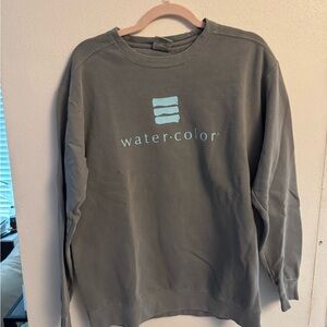 Unisex Crewneck Sweatshirt - Slate Gray with Light Blue Logo- slight stain